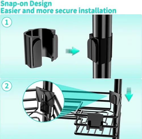 Vista 4 de HapiRm Corner Shower Caddy Organizer - Shower Organizer Corner with Soap Holder, Toothbrush Holder and 4 Hooks, Rustproof Bathroom Shelf Tension