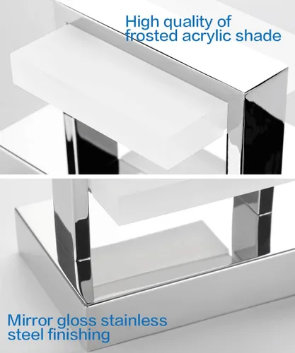 Vista 9 de SOLFART 2 luces cromadas para tocador de baño, lámpara de pared sobre el espejo, moderna lámpara LED de tocador, accesorios de iluminación de baño