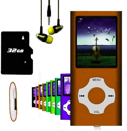 Hotechs - Reproductor de MP3, reproductor de música MP3 con tarjeta SD de memoria de 32 GB, pantalla LCD digital delgada clásica de 1.82 pulgadas,