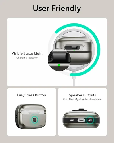 Vista 10 de ESR Funda para AirPods Pro (2023/2022/2019, 2ª/1ª generación), compatible con Airpods Pro 2 (cable USB-C/Lightning), listo para MagSafe, bloqueo