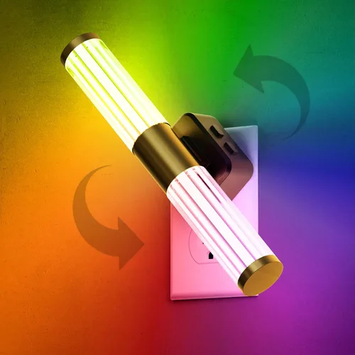 Vista 19 de L LOHAS LED Luz nocturna, luces nocturnas enchufables a la pared, sensor de luz automática de rotación de 180° [1 paquete], brillo ajustable de 0 a
