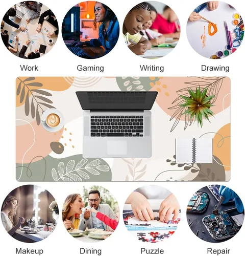 Vista 7 de QiyI Alfombrilla grande para mouse, alfombrilla de escritorio extendida para escritorio, alfombrilla de mouse impermeable de piel sintética