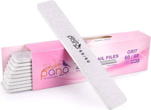 Vista 38 de 10 PIEZAS Limas de Uñas Profesionales PANA de Doble Cara Tamaño Jumbo - Negro, Grano 60/60 - Lima de Uñas Tipo Esmeril Lima Pulidora de Uñas