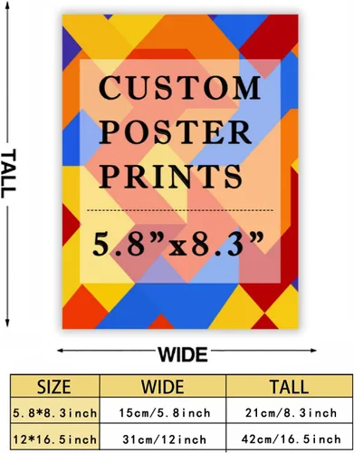 Vista 4 de Custom Poster Design Your Own ImagePhoto, Personalized Photo to Poster Printing, Home Decor Wall Art Prints -5.8x8.3 Inch