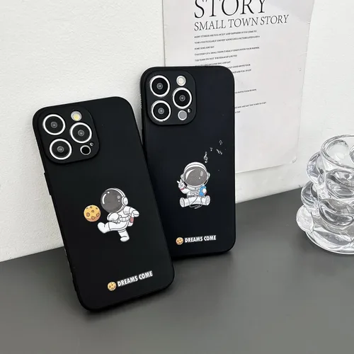 Vista 6 de Yonds Queen Funda protectora de TPU para iPhone SE 2022 (3ª generación), compatible con iPhone 7/8/SE2 (2020), diseño de astronauta, planeta, luna