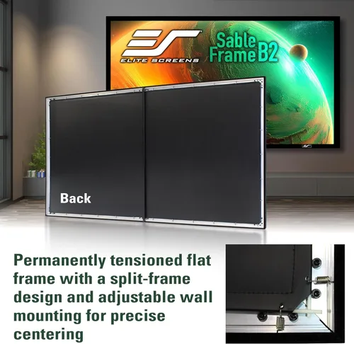 Vista 3 de Elite Screens Pantalla de proyector de marco fijo de 120" 16:9, 4K/8K UHD CineWhite UHD-B, certificado ISF, compatible con UST/Corto/Estándar