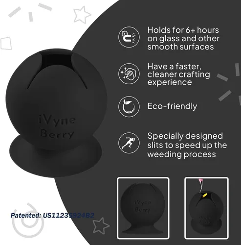 Vista 3 de iVyne Berry Suctioned Vinyl Weeding Scrap Collector & Holder para herramientas de deshierbe para vinilo - Negro