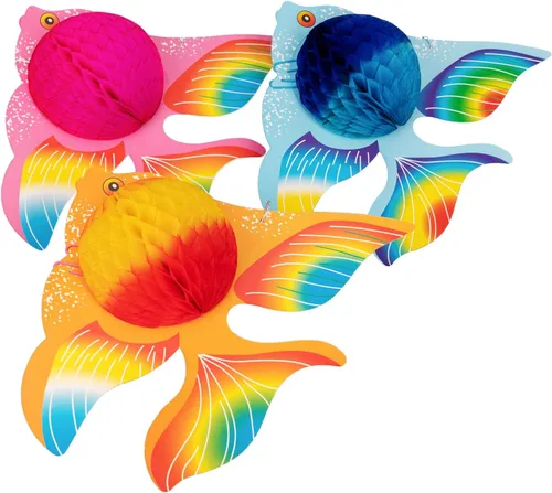 Vista 7 de 90shine 12 piezas de suministros de decoración de fiesta de peces tropicales, bajo el mar/sirena/Luau/hawaiano/centro de mesa de cumpleaños