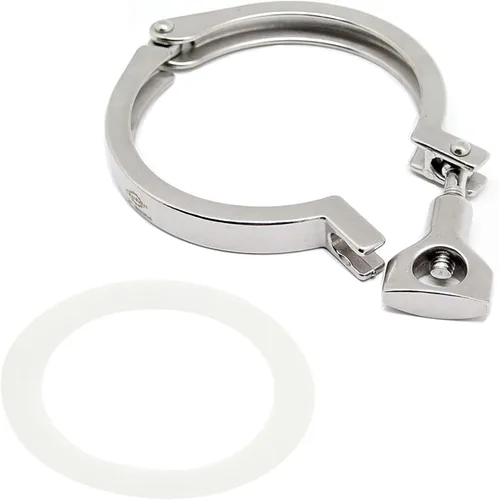 Vista 14 de Acero inoxidable 304 Single Pin Heavy Duty Tri Clamp con tuerca de ala para virola TC 1.5 "con 1 unid junta de silicona