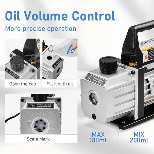 Vista 4 de SUNROAD Juego de bomba de vacío para aire acondicionado HVAC, 3 CFM 1/4HP, kit de manómetro para refrigeración de aire acondicionado AC para R410A