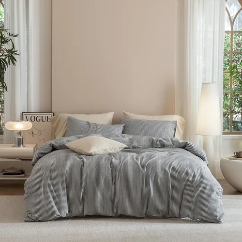 Vista 14 de JIYUAN - Juego de 2 piezas de 1 funda de edredón de algodón 100% lavado de 68x90 pulgadas (relleno no incluido) y 1 funda de almohada, cómodo