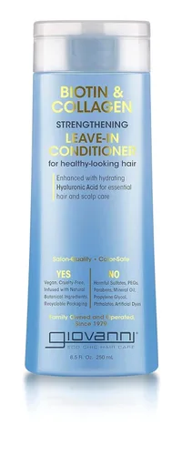 GIOVANNI Acondicionador sin enjuague de biotina y colágeno, fortalecimiento, 8.5 onzas | Vegan, Cruelty-Free, Infused with Natural Botanical