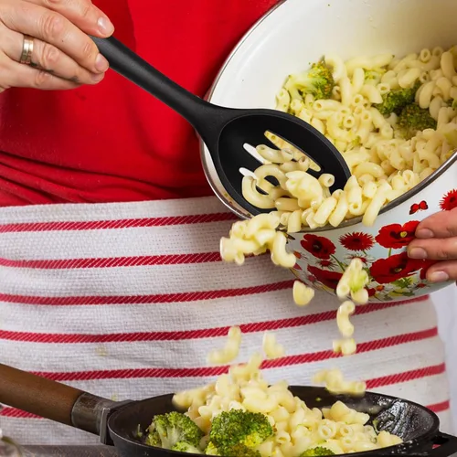 Vista 7 de Cuchara de cocina de silicona, cucharas antiadherentes de cocina para cocinar, cuchara de servir ranurada y sólida resistente al calor, cucharas