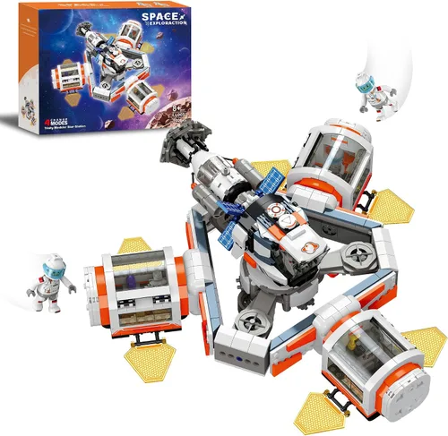 Juego de construcción de estación espacial modular con 2 minifiguras de Ll005