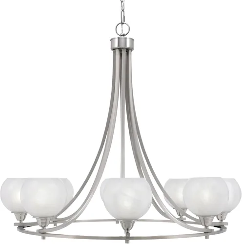 Vista 35 de Toltec Lighting 3408-BN-300 Paramount - Lámpara de araña de 8 luces elevadas, 31 pulgadas de alto y 31.25 pulgadas de ancho, color acabado: níquel