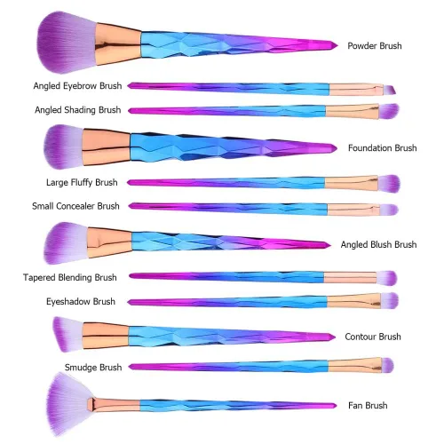 Vista 6 de Juego de 12 brochas de maquillaje de primera calidad, base de mezcla, rubor, corrector de ojos, cara, labios, brochas para polvo, crema líquida, kit