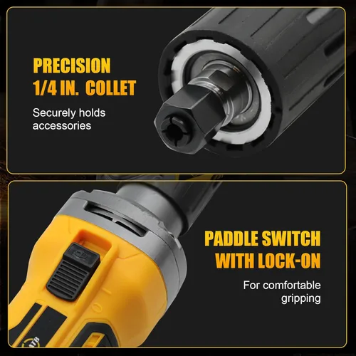 Vista 6 de Amoladora de troquel inalámbrica compatible con batería DEWALT de 20 V máximo, mandril de precisión de 1/4", motor sin escobillas de 11000 RPM