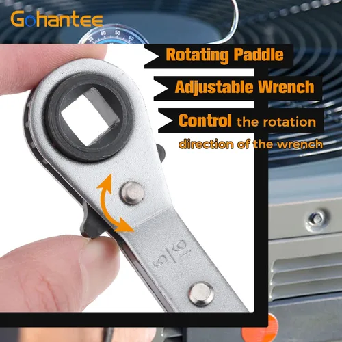Vista 5 de gohantee Llave de trinquete de refrigeración de 4 tamaños diferentes, 1/4 x 3/16 cuadrada x 3/8 x 5/16 cuadrada para aire acondicionado