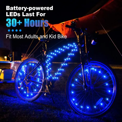 Vista 2 de Woanger 3 luces LED para bicicleta para montar por la noche, marco de bicicleta y luces de rueda, accesorios de bicicleta a batería, regalos