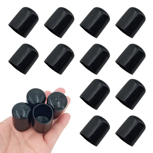 Vista 11 de 12 piezas de tapas de extremo de goma redondas negras 1-1/4 pulg (32 mm) ID, cubiertas flexibles de vinilo, grandes protectores de tornillo, puntas