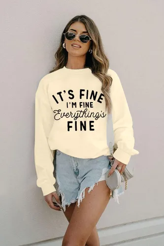 Vista 38 de Sudadera de gran tamaño para mujer, sudadera divertida con frases divertidas, casual, cuello redondo, suéter de manga larga para otoño