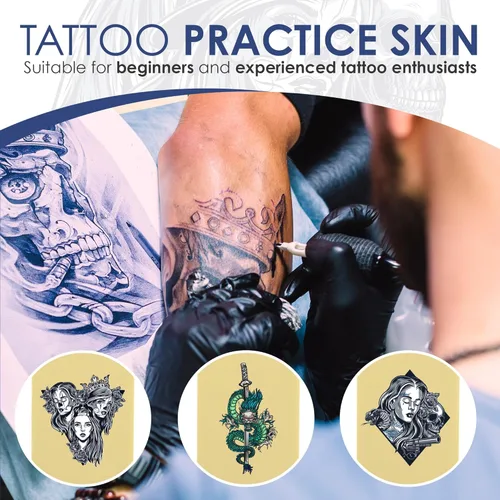 Vista 7 de 20 piezas de piel de práctica de tatuaje de 0.118 pulgadas con papel de transferencia, 5 piezas de grosor para tatuajes, kit de práctica de piel