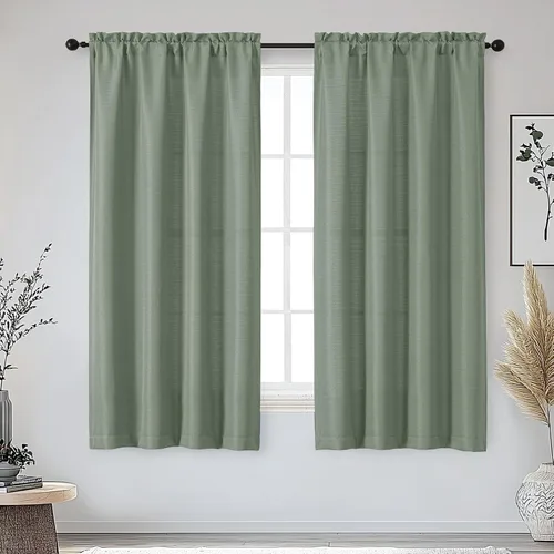 Vista 54 de OWENIE Bob Juego de 2 Paneles de Cortinas Negras de Cocina para Ventanas de 36 Pulgadas de Largo, Cortinas Cortas de Café con Textura de Lino