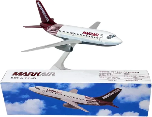Vista 3 de Flight Miniatures Mark Air 737-200 Escala 1:180 - Modelo de avión de plástico a presión - Réplica coleccionable de los aviones Mark Air Airlines