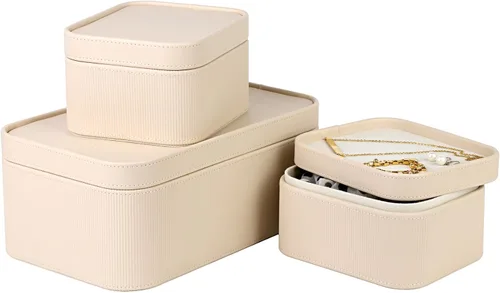 HofferRuffer Faux Leather Decorative Storage Boxes, Dust proof Storage Shelf Baskets with Lids Trays, Storage Bins Memory Box Organizer for Home,