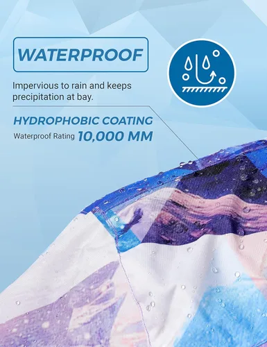 Vista 5 de Wantdo - Chaqueta de esquí impermeable para mujer, resistente al viento, chaqueta de lluvia para invierno, chaqueta cálida con capucha.