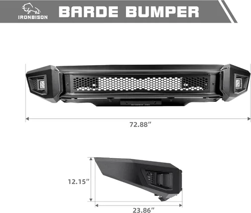 Vista 6 de IRONBISON Barde Parachoques delantero para Ford Ranger 2019-2023, protector de parachoques delantero plegable resistente con luces antiniebla