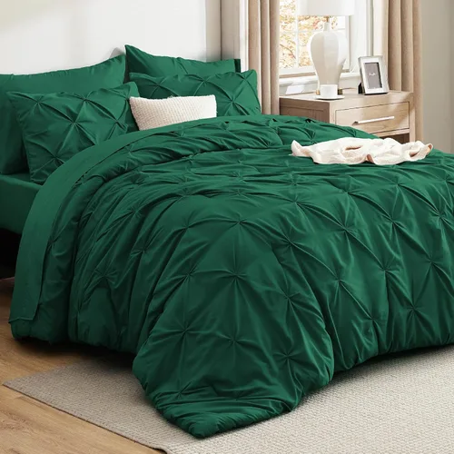 Vista 11 de Bedsure Juego de edredón tamaño King extragrande gris - Juego de ropa de cama en una bolsa de 7 piezas, juego de cama pintuck GentleSoft™ gris