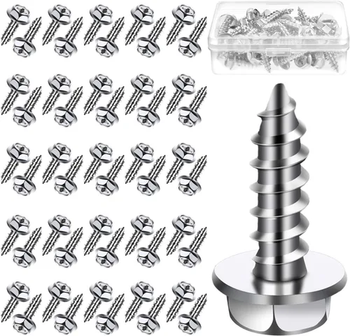 Vista 8 de BBTO 50 tornillos negros para placa de matrícula con pernos inoxidables de 3/4 x 1/4 pulgadas, tornillos de acero inoxidable para vehículos