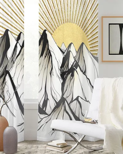 Vista 19 de Cortinas traslúcidas con parche de calabazas de 39 pulgadas de largo, juego de 2 paneles de cortinas para cocina, dormitorio, sala de estar