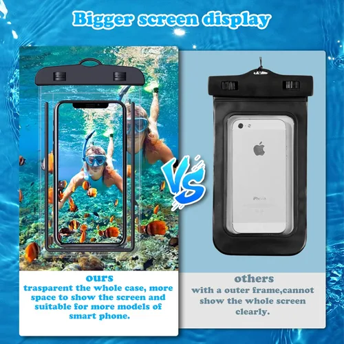 Vista 4 de LEMESO Funda impermeable, bolsa seca impermeable para teléfono celular, perfecta para navegación, natación, esnórquel, kayak, playa, popa, paquete