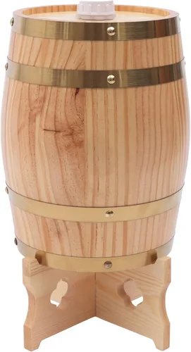 Vista 6 de Barril de madera de pino de LOYALHEARTDY de 5 l de madera de pino de primera calidad, con soporte vertical para almacenamiento de whisky, vino