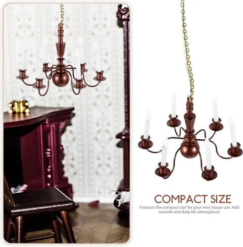 Vista 6 de GANAZONO Lámpara de techo en miniatura para casa de muñecas, mini lámpara de techo, decoración para casa de muñecas Accesorios de decoración