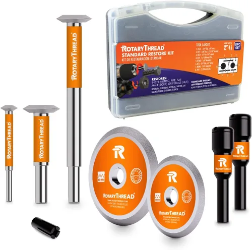 Vista 9 de Kits de reparación de rosca Rotary Thread - Más rápido y fácil de perseguir, restaurar y limpiar roscas internas o externas, todo en un juego