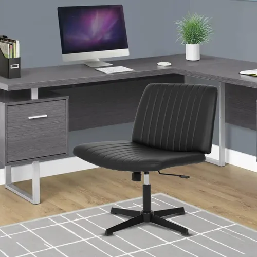 Vista 2 de BestOffice Silla cruzada cómoda sin brazos, silla de oficina con patas cruzadas, sin ruedas, silla de escritorio ancha ajustable giratoria para Negro
