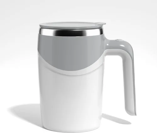 Vista 9 de Taza autoagitante, taza de café autoagitante, adecuada para café, leche, cacao y otras bebidas (Blanco)