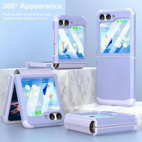 Vista 4 de Funda diseñada para Galaxy Z Flip 5 con protección de bisagra para Samsung Flip 5, resistente a prueba de golpes, funda protectora de cuerpo