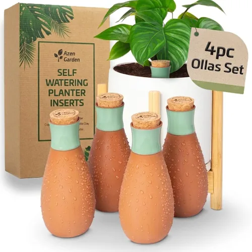 Ollas - Globos de riego para plantas de terracota - Inserto de maceta de riego automático - Bulbos de riego para plantas de interior y exterior con
