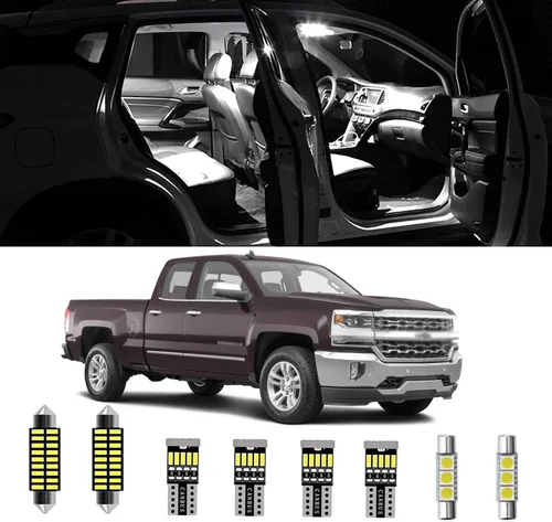 AWALITED 12 piezas de kit de luces LED interiores para Chevy Silverado Super brillantes, bombillas de luz de techo de mapa LED de reemplazo para