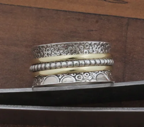 Vista 4 de Spinner Ring Women, Fidget Spinner Ring, 925 Silver Spinner Ring, Handmade Ring Women, Chunky Spinner Ring, Worry Ring, Family Band Ring, Gift For