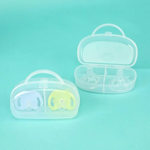 Vista 4 de Accmor Funda para chupete, contenedor para chupete puede almacenar 2 chupetes, funda para chupete de bebé para viajes, sin BPA, transparente