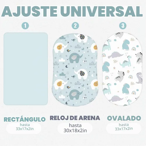 Vista 2 de Juego de 4 sábanas de moisés suaves y ajustables para bebé, niños y niñas, de algodón suave, funda de moisés de animales, segura y cómoda
