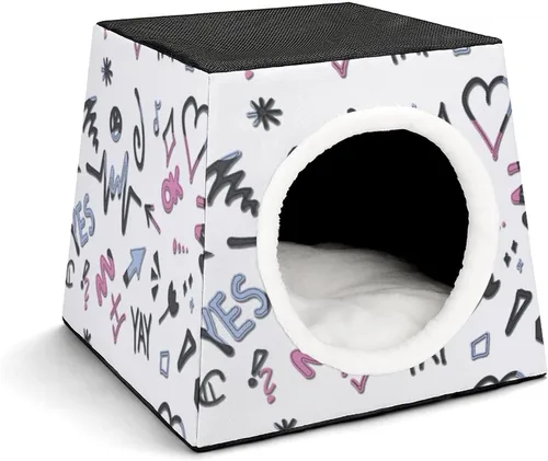 Cama plegable con diseño de casa para gatos, condominio para gatos, con cojín extraíble y lavable, decoración de iconos de personajes