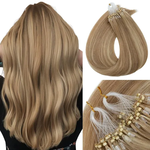 Vista 11 de Microlink - Extensiones de cabello humano con punta en U de 14 pulgadas, extensiones de cabello humano real, rubio ceniza, mezcla de rubio