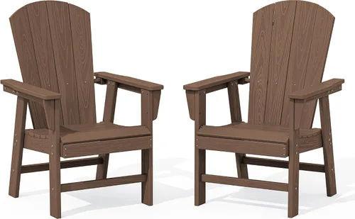 Vista 11 de SERWALL Juego de sillas de comedor Adirondack para exterior, conjunto de 2, sillas de patio de HDPE resistentes a todo clima, color negro