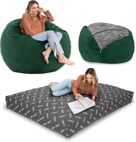 Vista 10 de CordaRoy's Puf de Chenilla - Silla Puf Convertible - Funda de Tela de Chenilla Lavable a Máquina - para Sótano, Sala de Estar, Sala de Juegos, Carbón